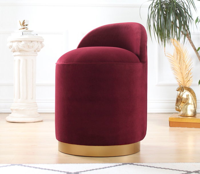 Atelier Del Sofa Puf de Terciopelo Rojo Claret Atelier Del Sofa Puf de Terciopelo Rojo Claret